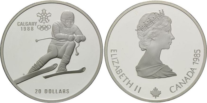 20 dollars 1985, kanada, olympische spiele in calgary 1988 - ab