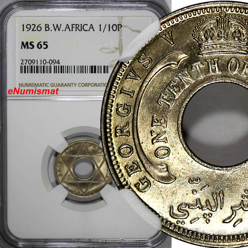 1/10 penny 1926 nigeria british west africa george v 1926 ngc ms