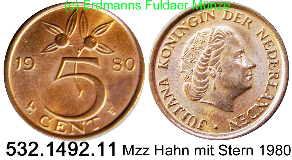 5 cents 1980 netherlands niederlande*65 km181 mzz hahn mit