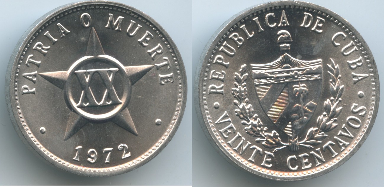 20 centavos 1972 kuba m#5400 - patria o muerte unc