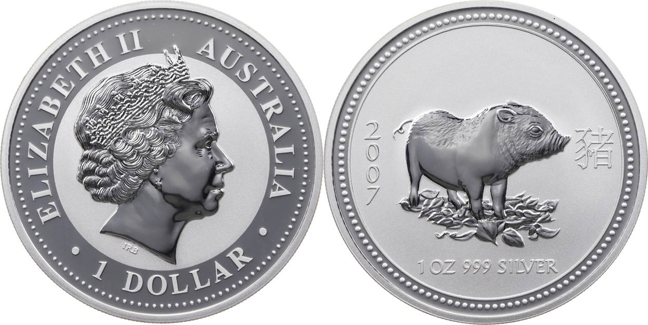 1 dollar 2007 australien lunar year series i - year of the pig