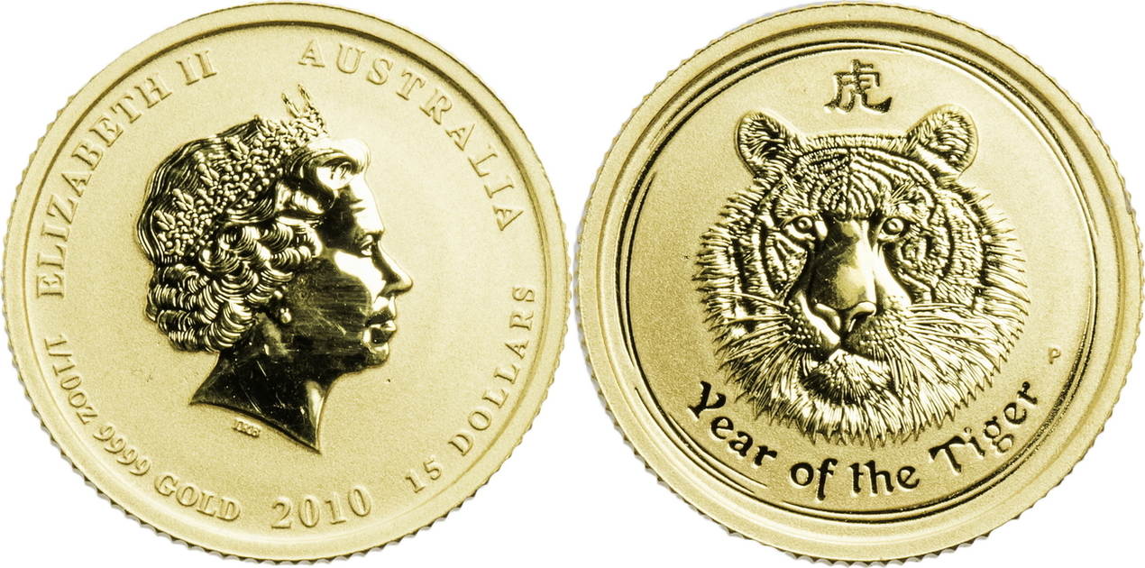 15 dollars 2010 australien year of the tiger / elizabeth ii.