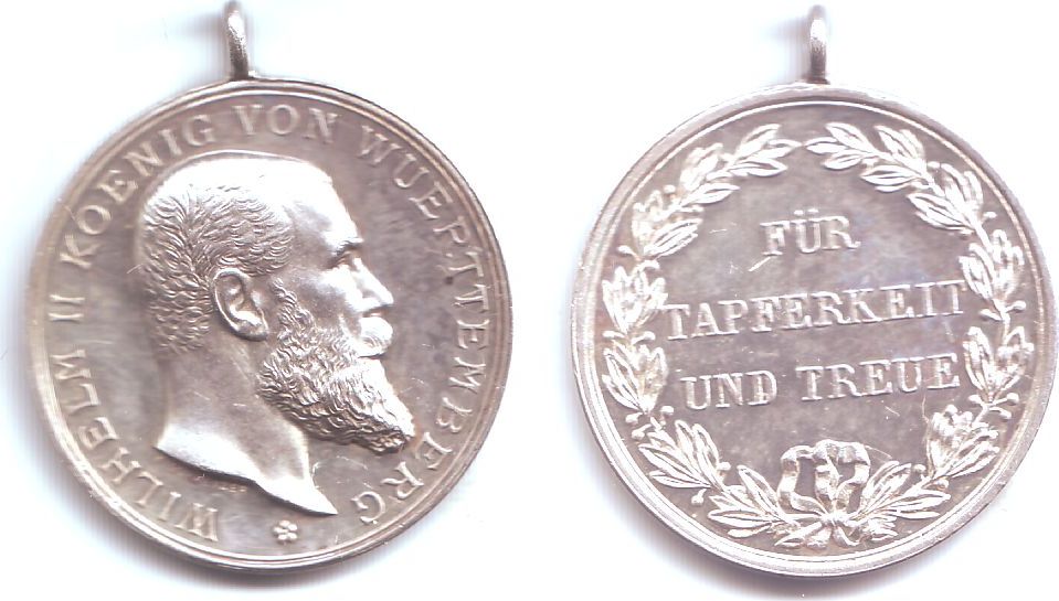 1891 1918 Silbermedaille für Tapferkeit und Treue König Wilhelm II