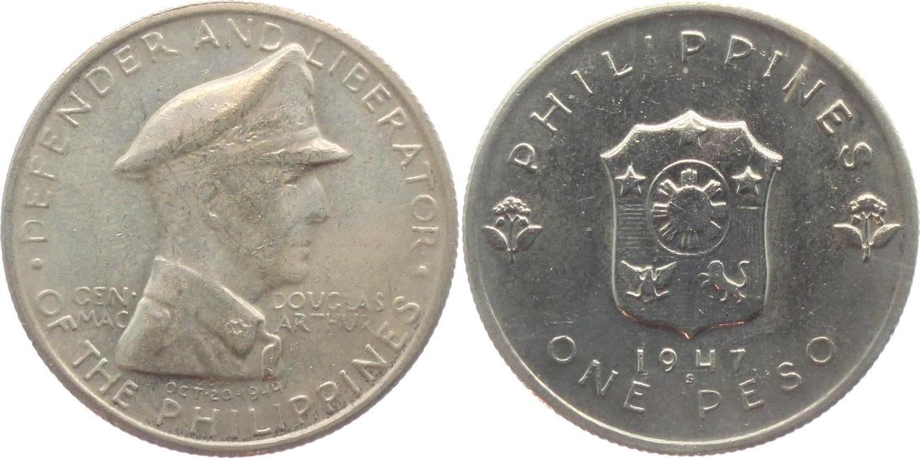 1 piso 1947 s philippinen general mc arthur unc.