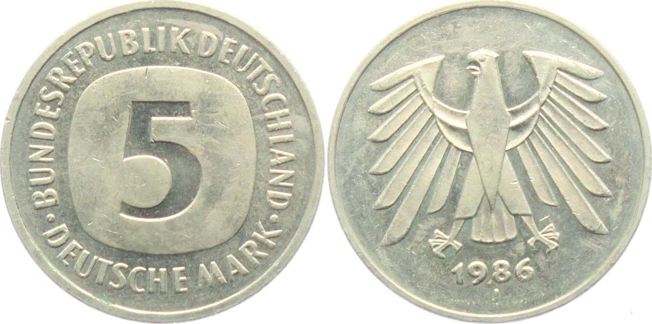 5 mark 1986 j deutschland - brd 5 mark - heiermann vf-ef