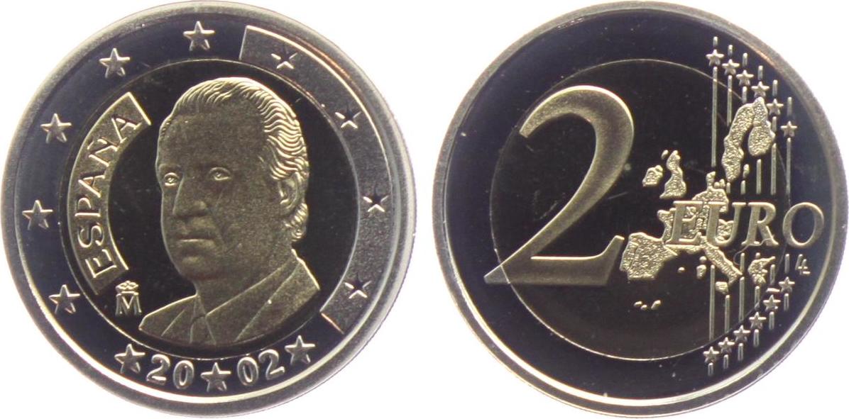 2 euro 2002 spanien juan carlos (1975 - 2014) proof