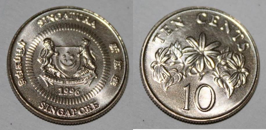 10 cent 1996 singapour singapore - km 100 - 10 cents 1996 unc