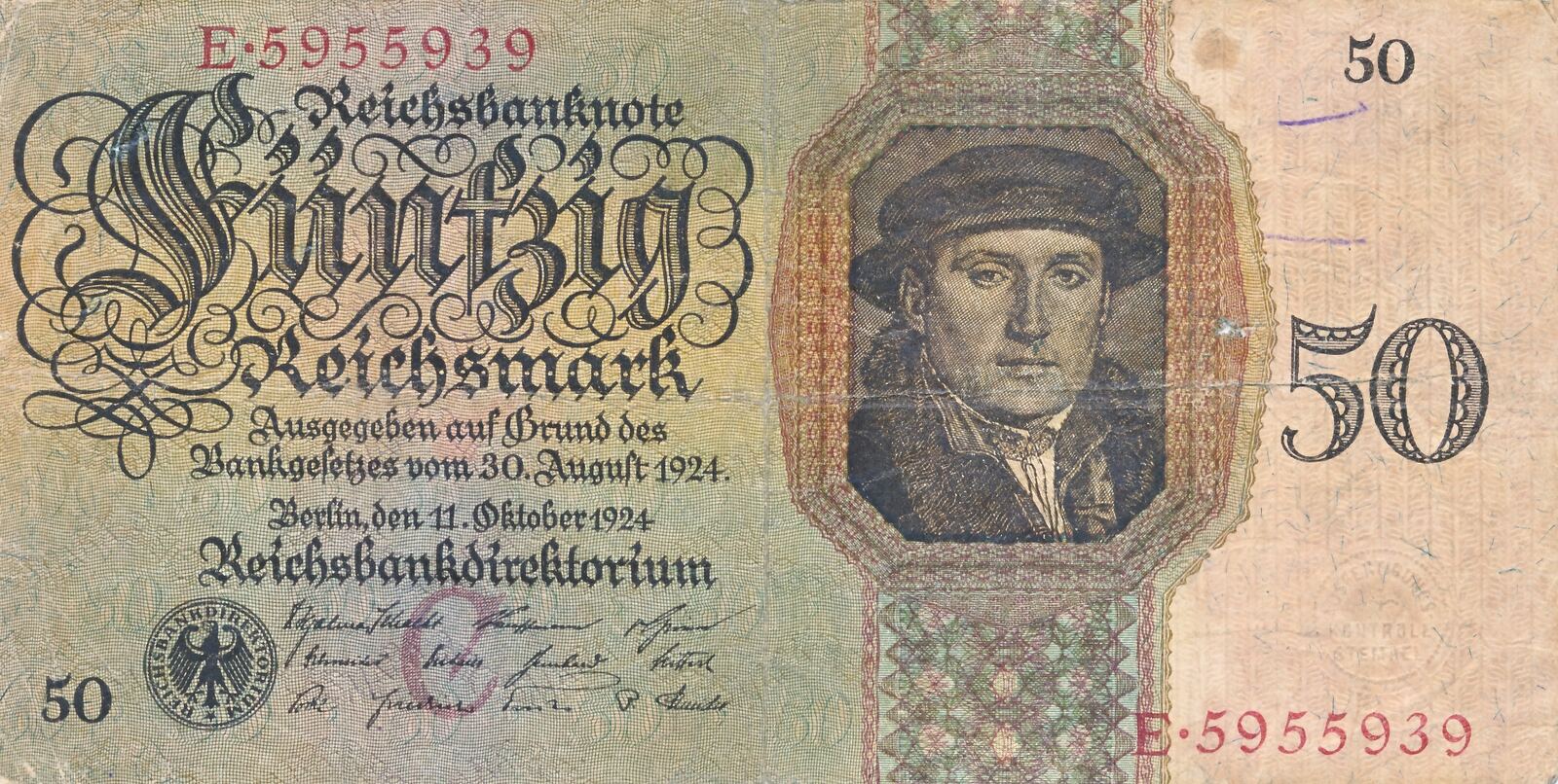 Deutschland Deutsches Reich Mark Reichsbanknote Reichsmark