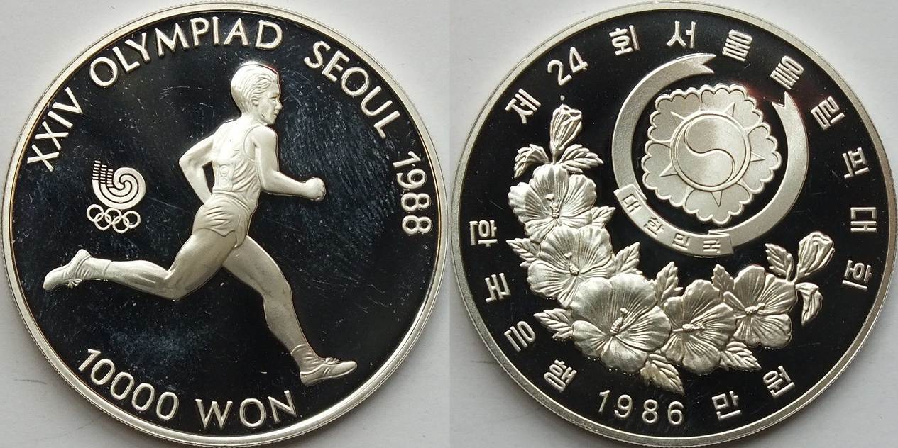 10000 won 1986 korea olympiade seoul 1988 proof