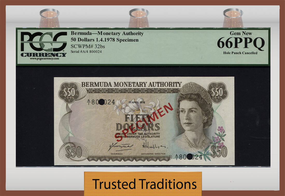 50 dollar 1978 bermuda bermuda "queen elizabeth ii" "specimen"