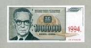 Jugoslawien 10 Million Dinara Pick 144a -