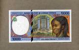 Centralafrikanische Republik 10.000 Francs - modernen Gebäude in der Mitte -Fischerboote - -