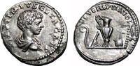 Roman Empire Denarius GETA AR Denarius. VF+/EF-. Laodicea mint. Priestly implements. -