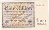 Inflation 1923 DE 1 Bio. Mk. Banknote , 1 Billion Mark Schein in kfr. DEU-162.a, Ros.131, P.134 von 1923 -