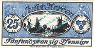 Kleingeld 1914-1922 DE 25 Pf. Norden , Notgeld 25 Pfennig Schein in kfr. Tieste 5150.05.85 Niedersachsen 1921 -