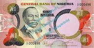 Nigeria 1 Naira Banknote Nigeria , 1 Naira Schein -H.Macaulay- ND 1979 in unc - kfr -