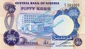 Nigeria 50 Kobo Banknote Nigeria , 50 Kobo Schein -Bankgebäude- ND 1973-78 in unc - kfr -