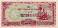 Burma 10 Rupees Banknote Burma , 10 Rupien Schein -Japanese Government- ND 1942-44 in unc - kfr -