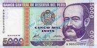 Peru 5.000 Intis 1988 Banknote Peru , 5.000 Intis Schein -Miguel Grau- v... 33.32 元 含税 ＋  83.42 元 运费