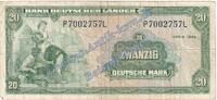 BDL Kopfgeld 20 Mk. Banknote , 20 Mark Schein in gbr. BRD-5, Ros.260, P.17a , BDL 1948 Kopfgeld -