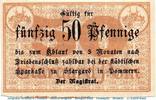 Notgeld Deutschland 50 Pfennig Schein Notgeld der Stadt Stargard 7080.10.06 , 50 Pfennig Schein in kfr. 1917 -