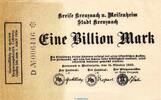 Großnotgeld Inflation 1 Billion Mark Banknote Kreise Kreuznach und Meisenheim , 1 Billion Mark in kfr. Keller 2814.d -