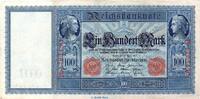 Deutsches Kaiserreich 100 Mark Schein 1910 weiß Reichsbanknote , 100 Mark Schein weiß in gbr. DEU-39, Ros.43, P.42 , von 1910 -