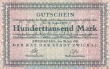 Großnotgeld Inflation Notgeld Zwickau 100.000 Mark Notgeld Stadt Zwickau , 100.000 Mark Schein in gbr. Keller 5833.a von 1923 -