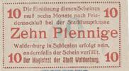 Notgeld Deutschland Notgeld Waldenburg 10 Pfennig Notgeld Stadt Waldenburg 7660.15.010 , 10 Pfennig Schein in kfr. o.D. Schlesien -