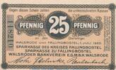 Notgeld Deutschland Notgeld Walsrode 25 Pfennig Notgeld Sparkassen Walsrode 25 Pfennig Schein in kfr. Tieste 7680.05.20 von 1920 -