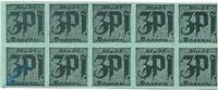 Kleingeld 1914-1922 10 x 3 Pf. Notgeld Passau , 10er Bogen 3 Pfennig , schwarzblaugrün hellbläulichgrün , Tieste 5515.05.090 ? , Sachsen Verkehrsausgabe -