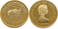 Turks and Caicos Islands 100 Crowns Spiny Lobster - Elizabeth II - Gold -