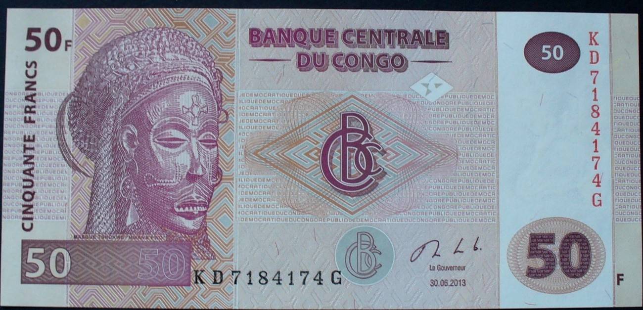 50 francs 3062013 kongo demokr rep p97a unc