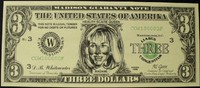 USA 3 Dollars Werbe- oder Scherzbanknote -