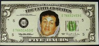 USA 5 Backs Werbe- oder Scherzbanknote, Stallone -