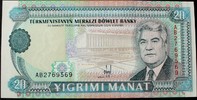 Turkmenistan 20 Manat P. 4 a / Serie AB -