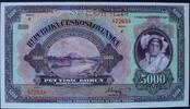 Tschechoslowakei 5.000 Kronen Ros. 19 s / Serie C / SPECIMEN -