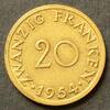 Saarland 20 Franken 1954 S.2 / Al-Bro / Wappen vor Zechenanlage - Wertan... 75.30 元  ＋  83.67 元 运费