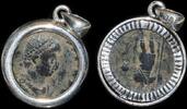 ISRAEL, Roman Empire Follis set in silver mount -