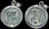 ISRAEL, Roman Empire Follis set in silver mount -