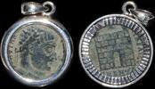 ISRAEL, Roman Empire Follis set in silver mount -