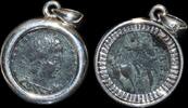 ISRAEL, Roman Empire Follis set in silver mount -