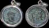 ISRAEL, Roman Empire Follis set in silver mount -