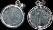 ISRAEL, Roman Empire Follis set in silver mount -