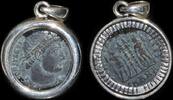 ISRAEL, Roman Empire Follis set in silver mount -
