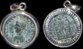 ISRAEL, Roman Empire Follis set in silver mount -