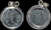 ISRAEL, Roman Empire Follis set in silver mount -