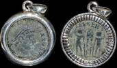 ISRAEL, Roman Empire Follis set in silver mount -