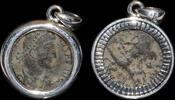 ISRAEL, Roman Empire Follis set in silver mount -