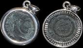 ISRAEL, Roman Empire Follis set in silver mount -